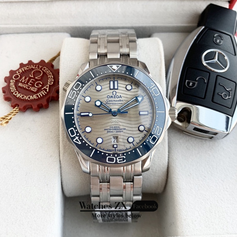 Ome * ga Seamaster Đồng Hồ Đeo Tay Tự Động 41mm Màu Xám Bạc Cho Nam # Đồng Hồ Đeo Tay Tự Động Thời Trang # # Thắt Lưng Thép Không Gỉ Chất Lượng Cao #
