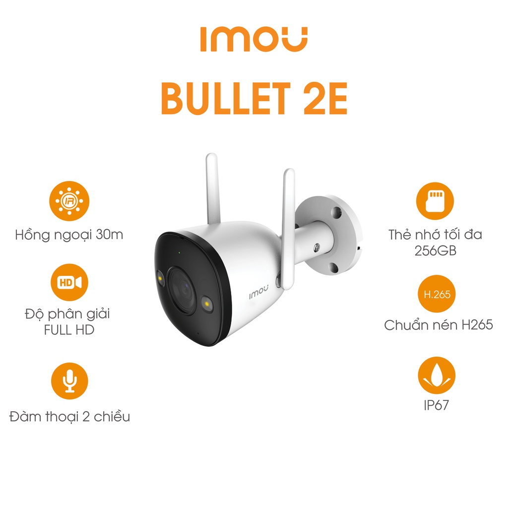 [Mã 267ELSALE hoàn 7% xu đơn 300K] Camera Giám Sát Imou IPC F42FP Bullet 2 4M - Hàng Chính Hãng