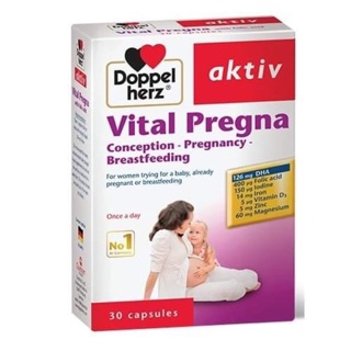 [ Tặng quà] Vitamin Bà Bầu Vital Pregna Doppel herz aktiv Hộp 30 Viên