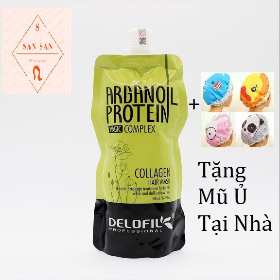 TÚI HẤP Ủ TÓC PHỤC HỒI COLLAGEN ARGANOIL DELOFIL SIÊU MƯỢT 500ML