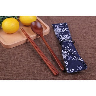 [Hàng xịn] Bộ muỗng đũa gỗ, set thìa đũa cá nhân, bộ thìa đũa văn phòng
