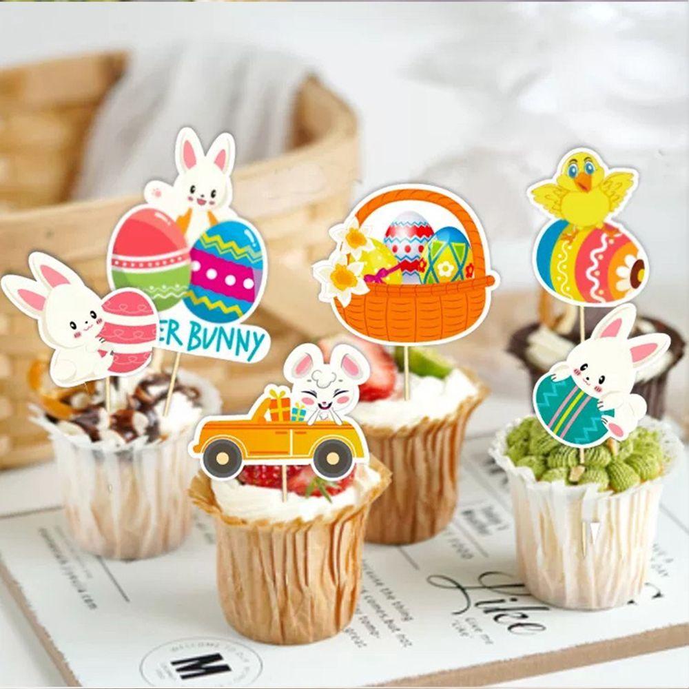 AUGUSTINA Set 12 Que Cắm Trang Trí Bánh Kem Họa Tiết Hoạt Hình Dễ Thương