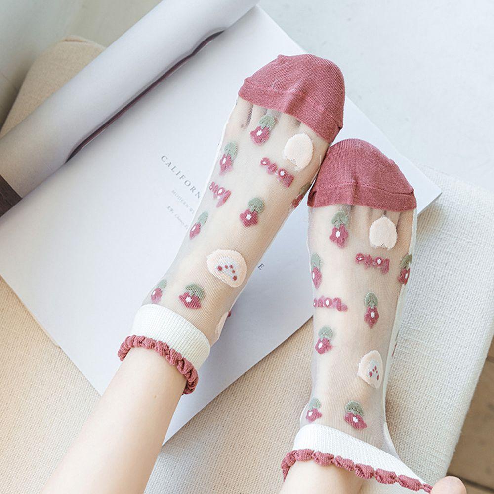 FORBETTER Vớ Lụa Thoáng Khí Thoải Mái Họa Tiết Dễ Thương Phong Cách Lolita Cho Nữ
