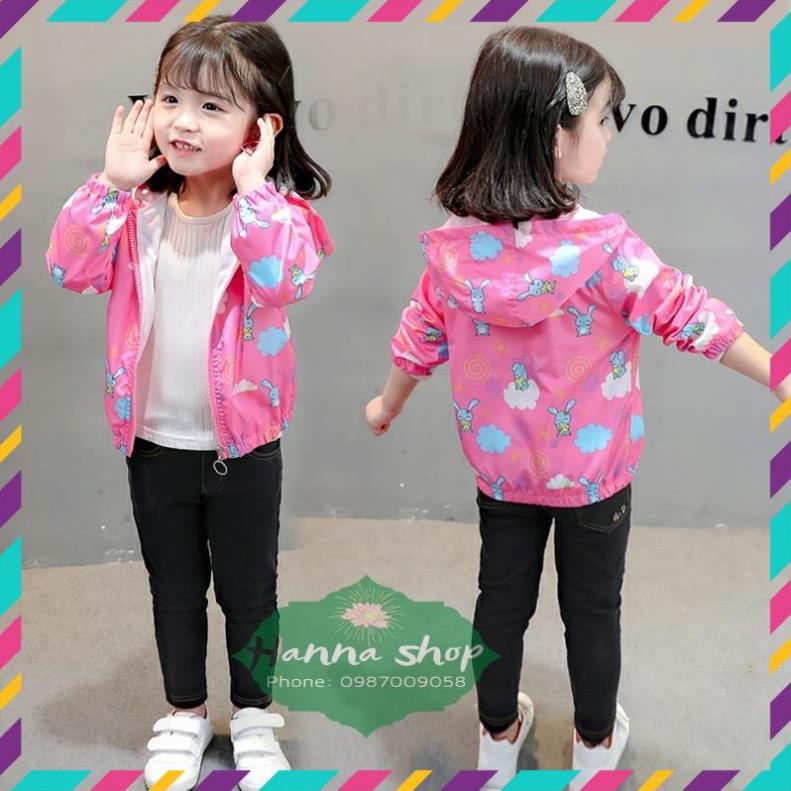 Áo khoác gió cho bé gái 2-9 tuổi, 2 lớp, lót cotton lưới thoáng khí, mềm mịn ấm