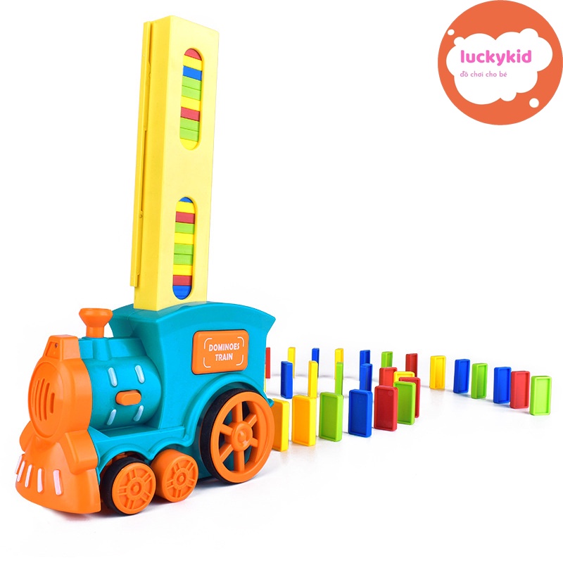 Đồ chơi trẻ em xe ô tô tàu lửa tàu hoả xếp domino tự động cho bé trai bé gái thông minh tư duy vận động LUCKYKID