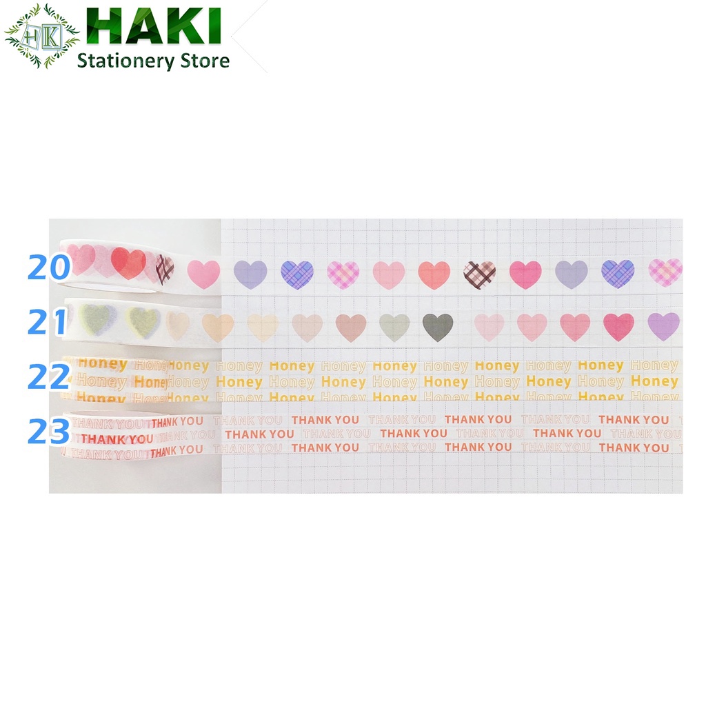 Hình dán cute HAKI cuộn băng keo Washi in chữ Thank You dễ thương trang trí DIY dụng cụ văn phòng phẩm BD05