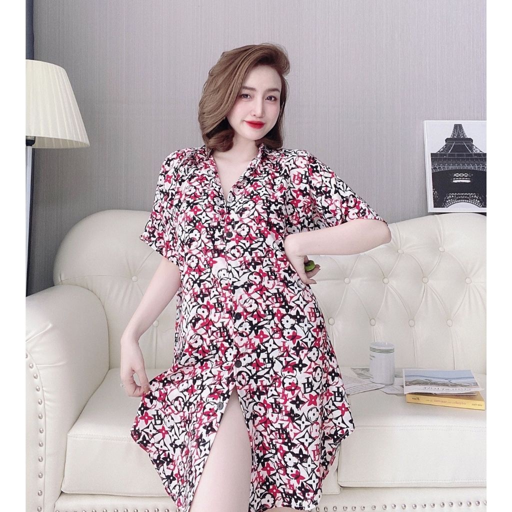 Đầm ngủ sơ mi bigsize chất lụa mango cao cấp