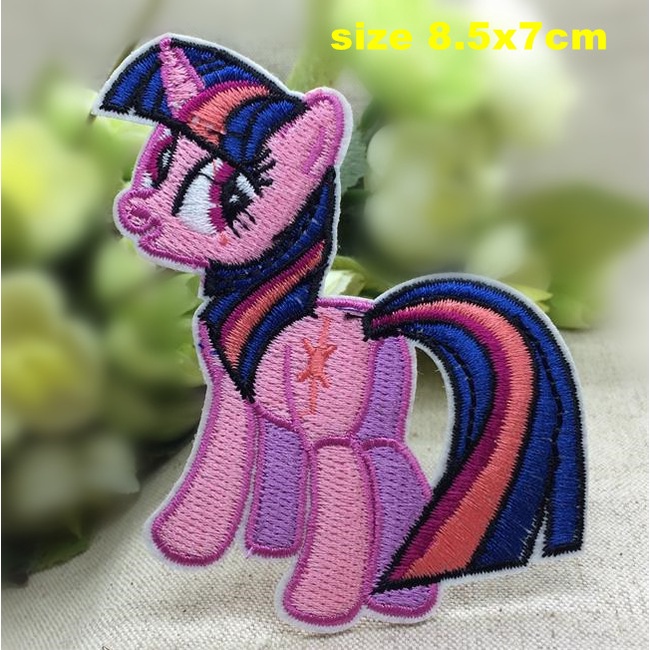 My little pony series Miếng Dán Vải Thêu Tay Màu Tím yuejiaer Mềm Mại hiếm Thêu Huy Hiệu Quần Áo Có Thể Ủi Được diy Trang Trí Điện Thoại Khách Sạn