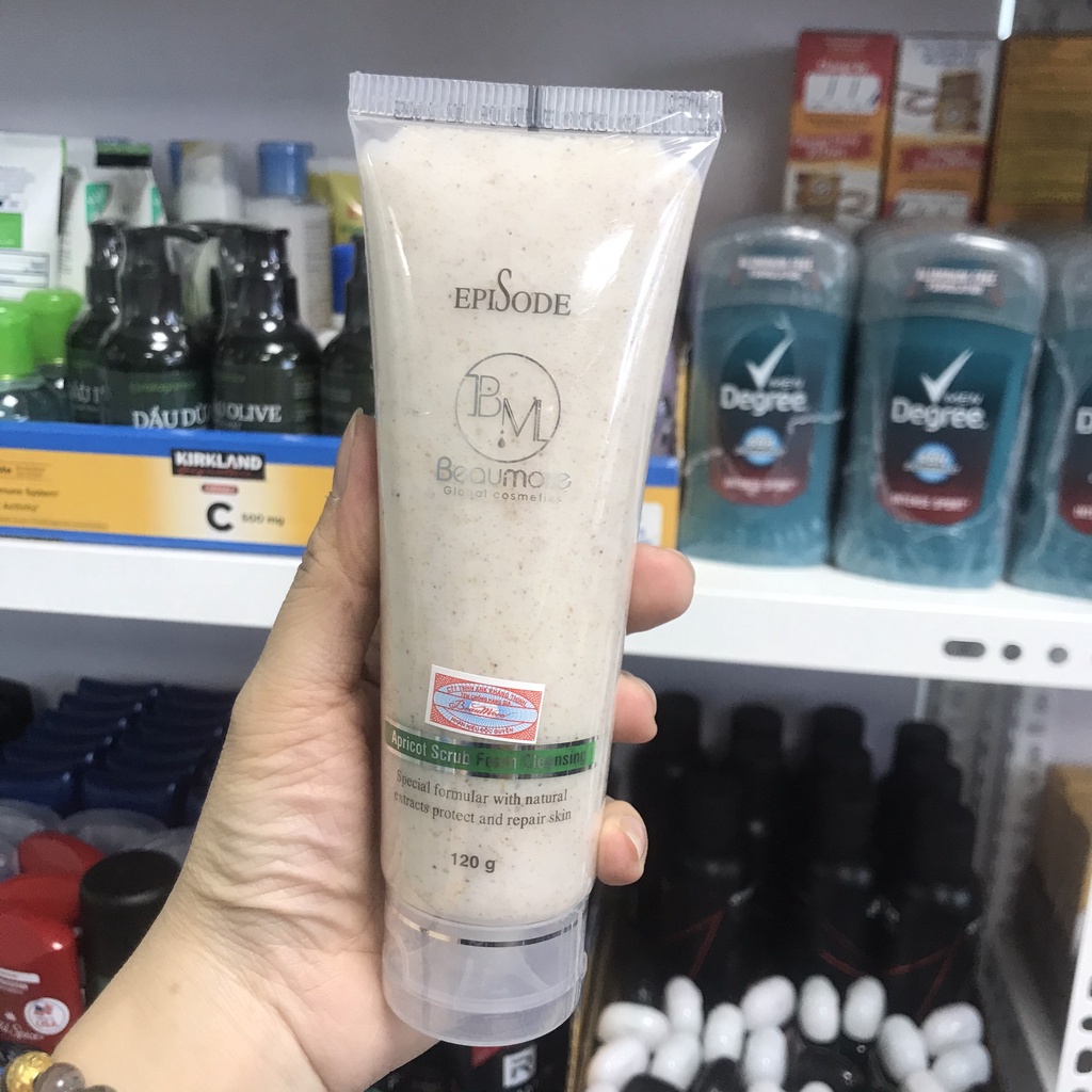 Srm hạt mơ 120g - Sữa rửa mặt trắng da BEAUMORE Episode Srub Foam
