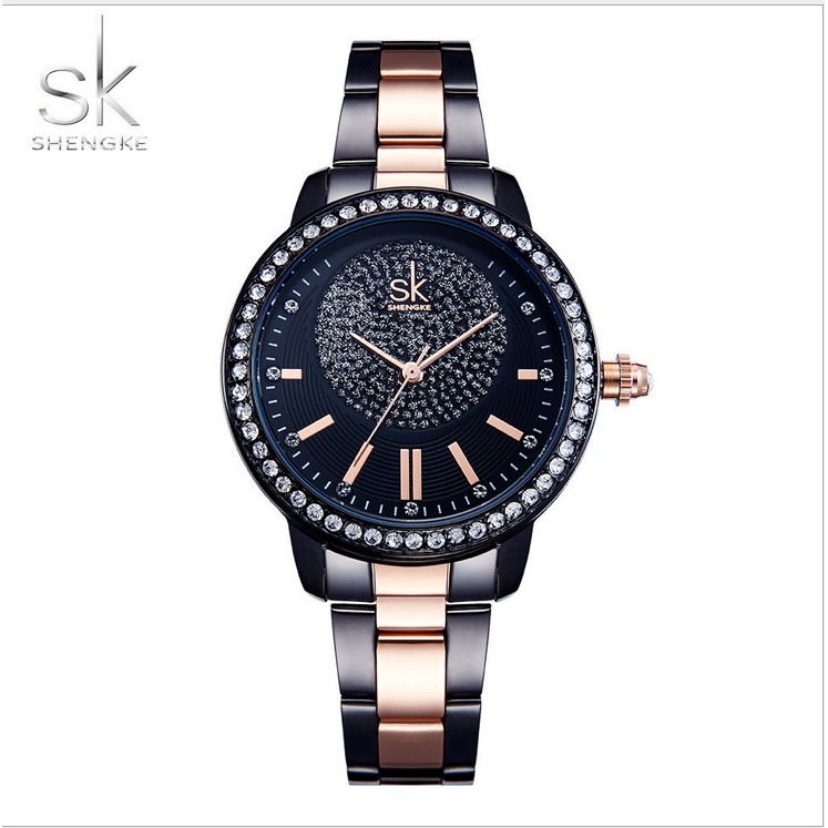 [Mã FAMAYFA2 giảm 10K đơn 50K] Đồng hồ nữ ShengKe dây demi viền đá K0075L | BigBuy360 - bigbuy360.vn