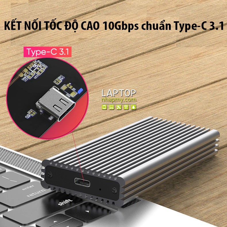 Box Chuyển SSD M2 NVME Blueendless Type C Tản nhiệt Nhôm 2 lớp