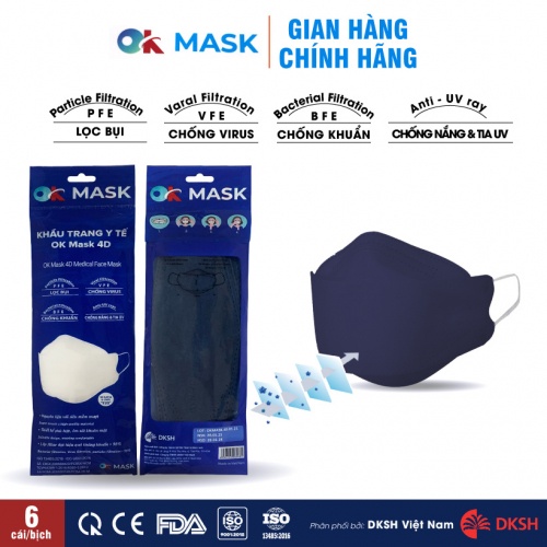 Khẩu trang Y tế cao cấp 4D OK Mask kiểu dáng KF94 Hàn Quốc dễ thở, không dính son lên khẩu trang antibacterial face mask