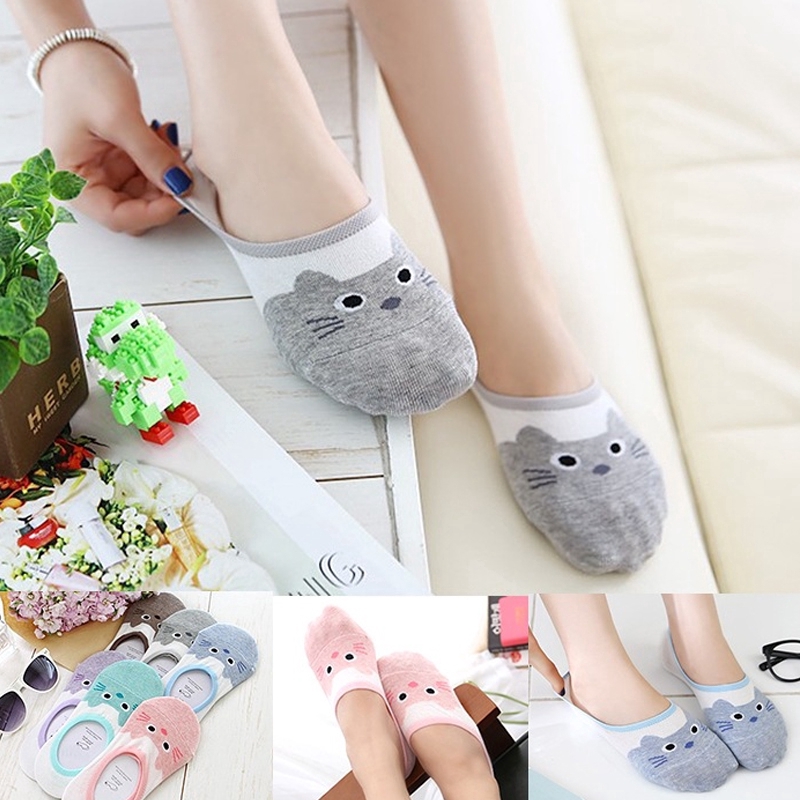 Đôi vớ cotton chống trượt dễ thương cho nữ