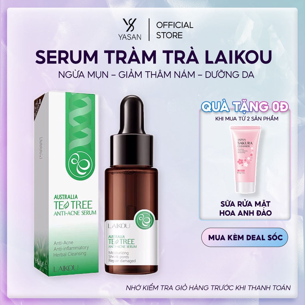 Serum Tràm Trà Dưỡng Da Tự Nhiên LAIKOU Ngăn Ngừa Mụn Giảm Thâm Nám Chăm Sóc Làn Da Hiệu Quả