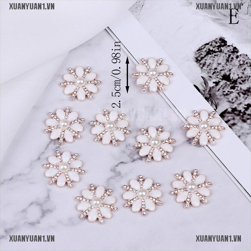 [XUANYUAN1] Set 10 Nút Trang Trí Mặt Phẳng Đính Đá Ngọc Trai