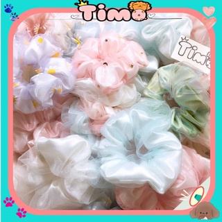 Buộc Tóc Scrunchies Nữ Hàn Quốc Caro Cầu Vồng Trơn PK30