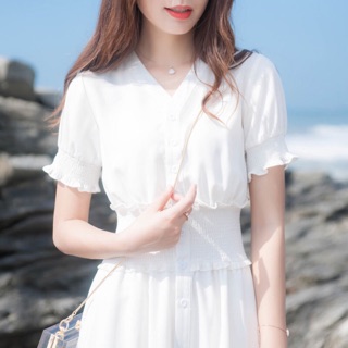 VÁY ĐẦM MAXI VÁY ĐI BIỂN VÁY DÁNG DÀI VÁY XOÈ TRẮNG VÁY TIỂU THƯ MS01