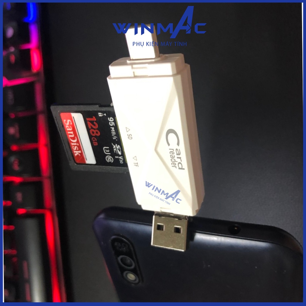 Đầu đọc thẻ nhớ cho điện thoại Android máy tính - Đầu lọc thẻ SD/ Mircro SD Cổng USB / TypeC / Micro USB - Winmac