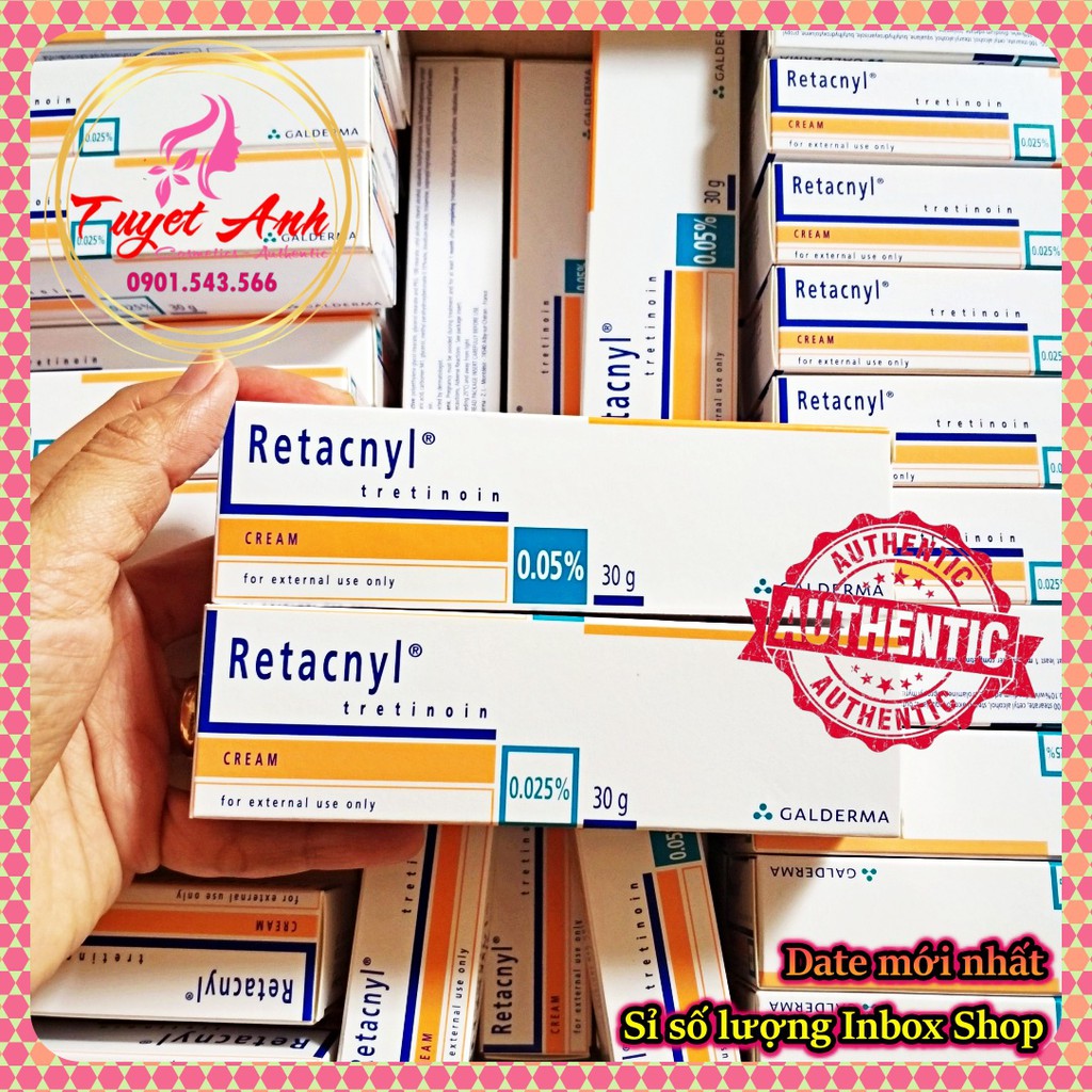 [Auth-Date mới] Tretinoin Retacnyl 0.025% - Retacnyl tretinoin 0.05% - kem hỗ trợ giảm mụn