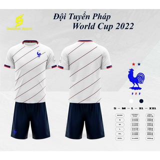 Bộ đồ đá banh tuyển Pháp trắng sọ chéo WC2022-Sao Việt