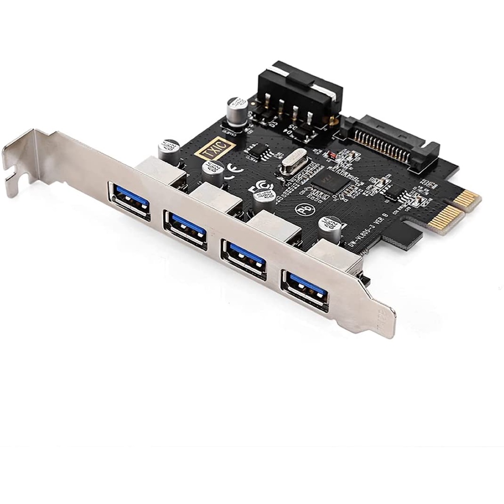 Card chuyển đổi cổng Pcie ra 4 cổng usb 3.0 (Đen) Loại Tốt