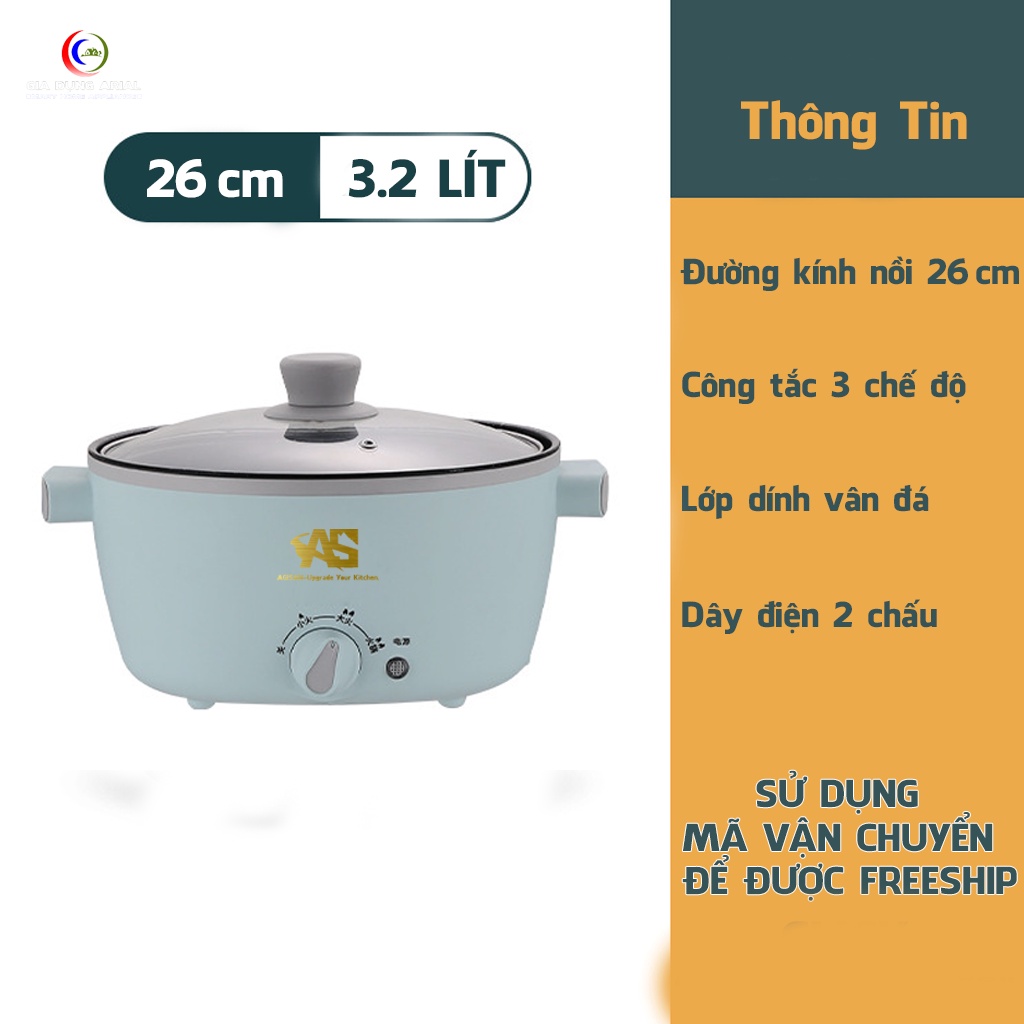 [Mã ELHADEV giảm 4% đơn 300K] Nồi điện mini đa năng AGISAN NL-09 có lớp chống dính cao cấp bảo hành 6 tháng