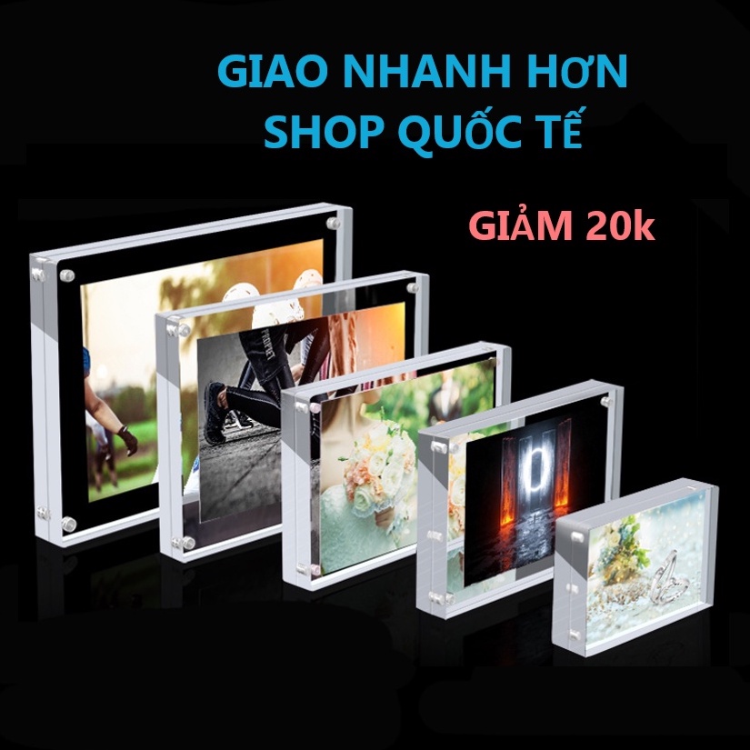 Khung Ảnh Nam Châm Để Bàn Bằng Acrylic Trong Suốt
