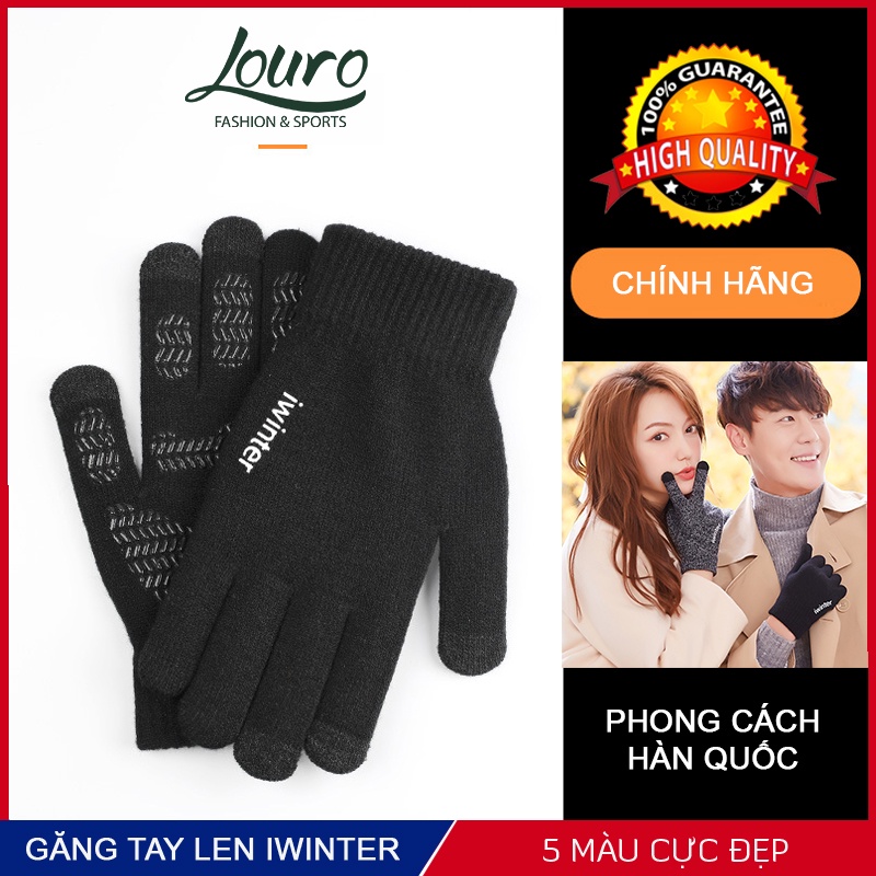 Găng tay len đi xe máy nữ/nam mùa đông Iwinter, kiểu găng chơi game cảm ứng siêu mượt, phong cách Hàn Quốc dễ thương