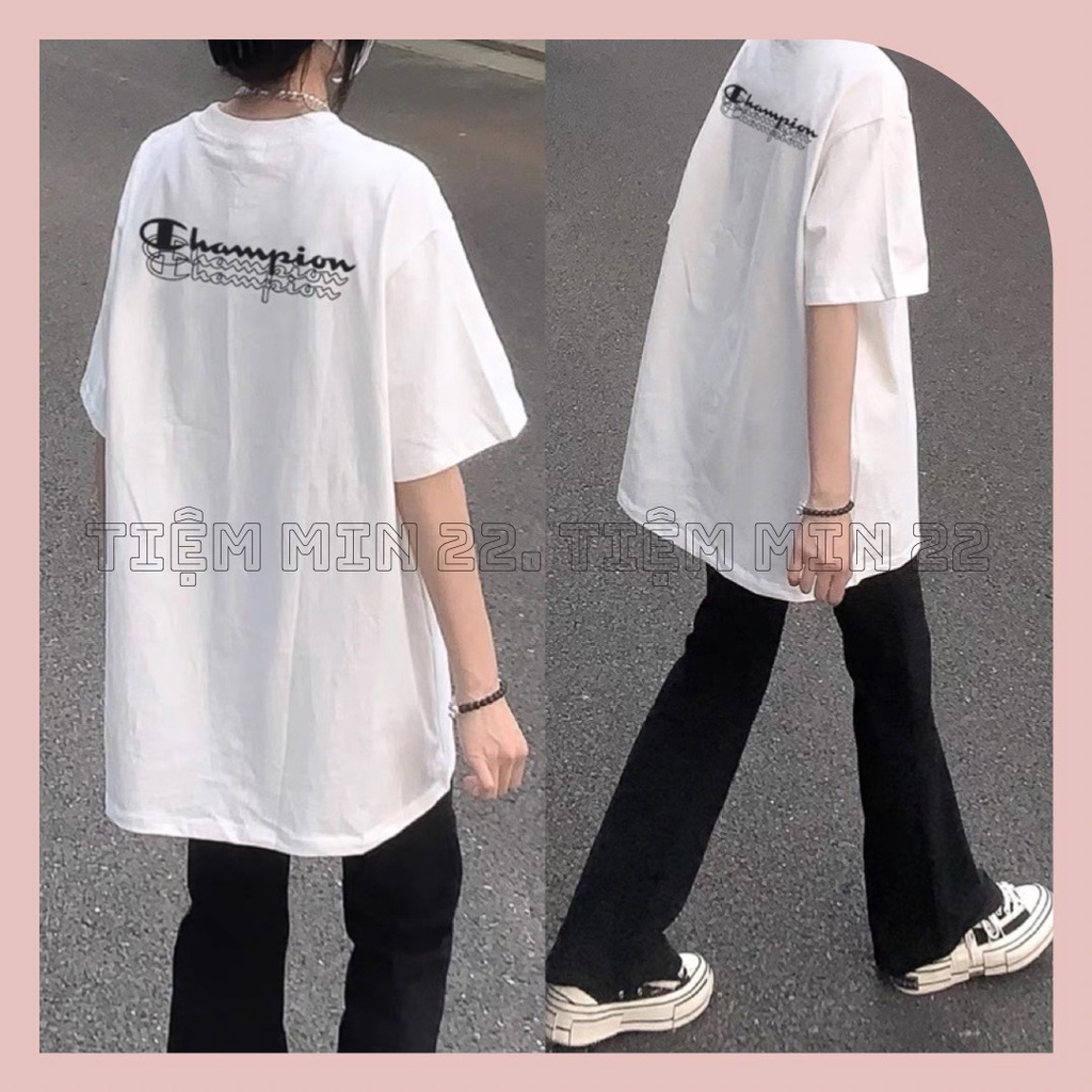 [Mã TOPS06 giảm đến 10k đơn 99k] Áo Thun Cotton UNISEX - Áo Phông Tay Lỡ Form Rộng AT in chữ Champion