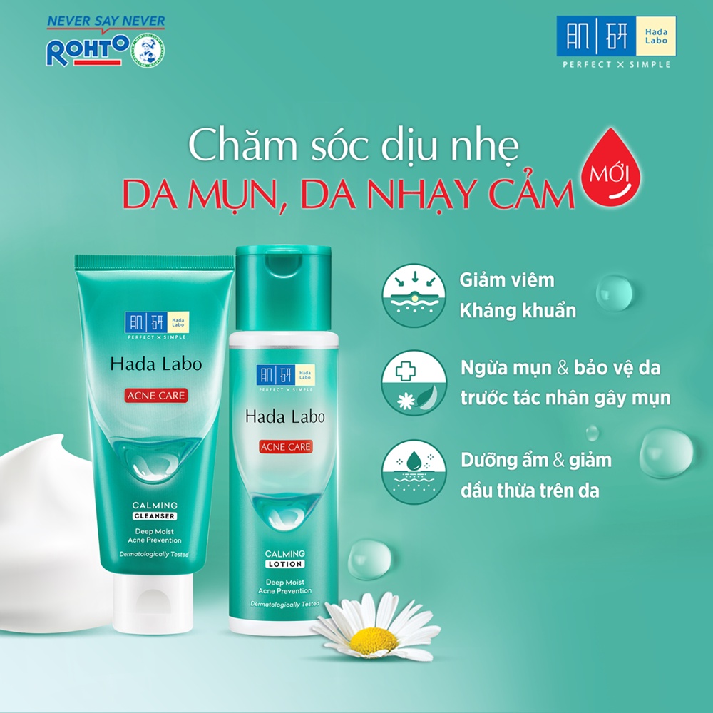 Kem rửa mặt cho da mụn, nhạy cảm Hada Labo Acne Care Calming Cleanser 80g