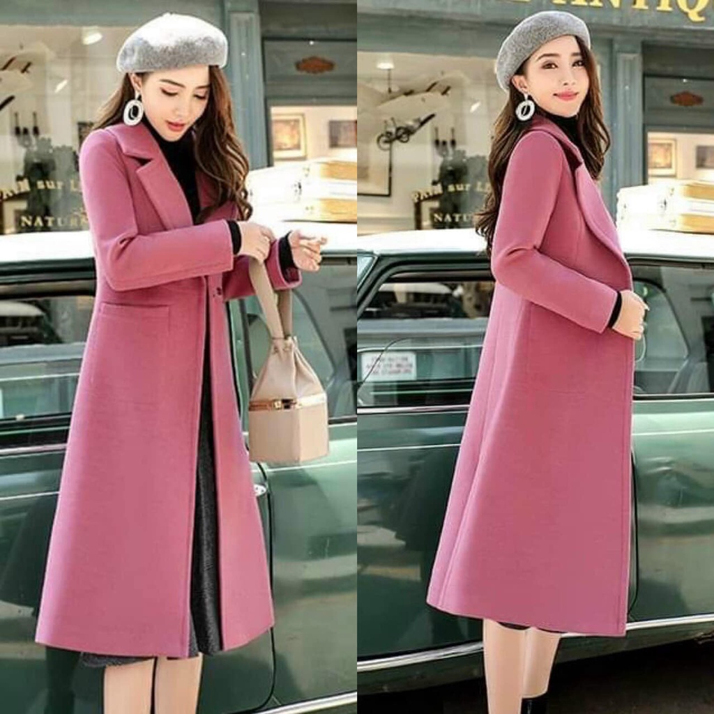 Áo khoác thu đông - Áo khoác dạ cổ vest dáng dài siêu đẹp