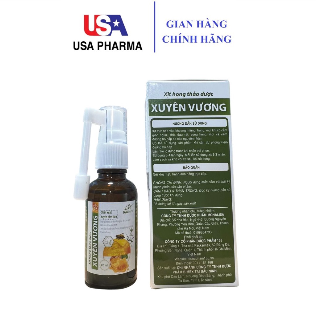 Xịt họng thảo dược Xuyên Vương - Giảm ho cảm, đau họng