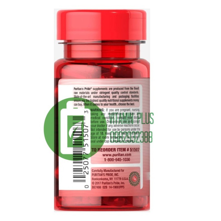  Bộ 2 Viên uống hỗ trợ giảm cân an toàn Puritan's Pride Raspberry Ketones 60 viên