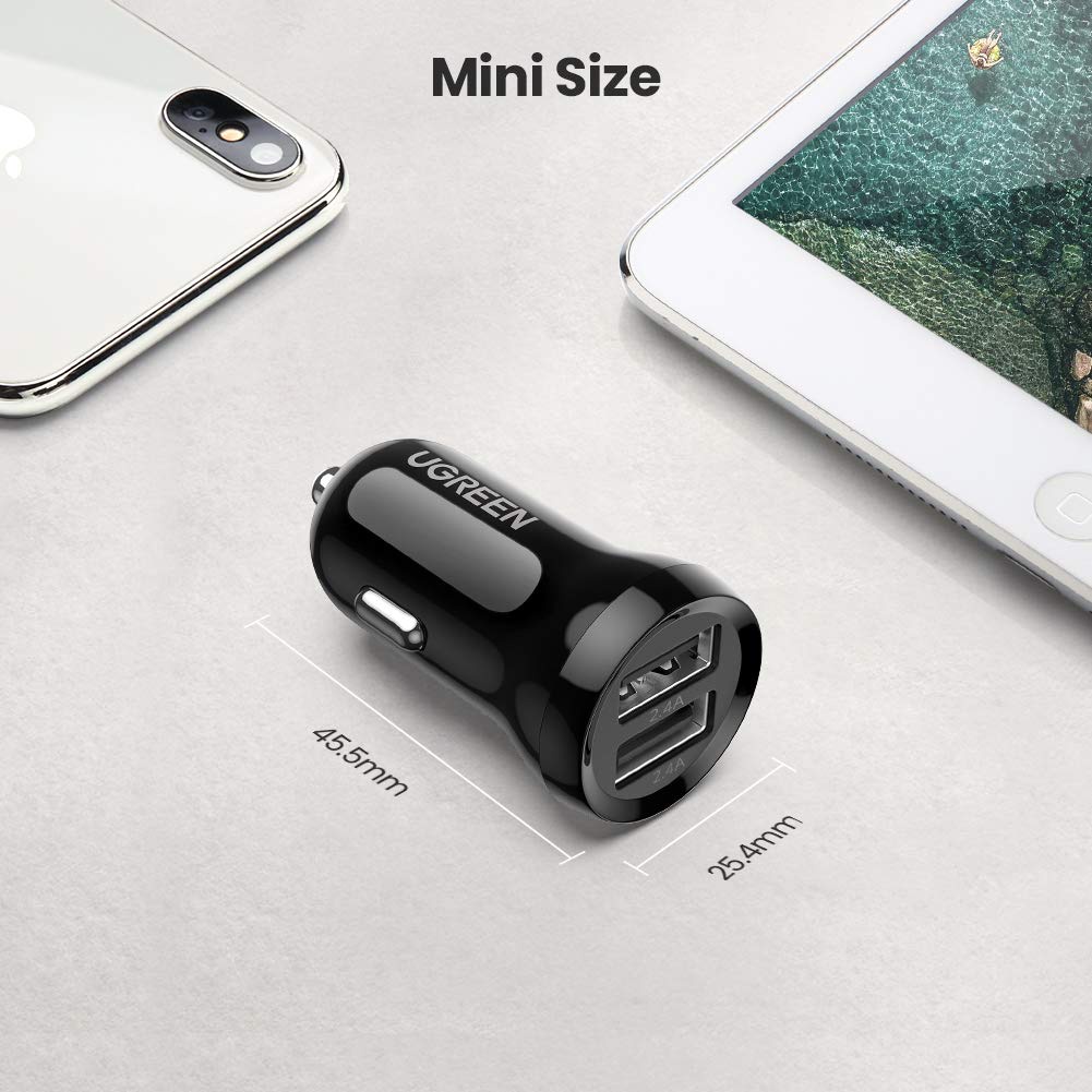 Tẩu sạc 2 cổng USB sạc xe hơi công suất cao UGREEN ED018 50875 – Hàng phân phối chính hãng - Bảo hành 18 tháng