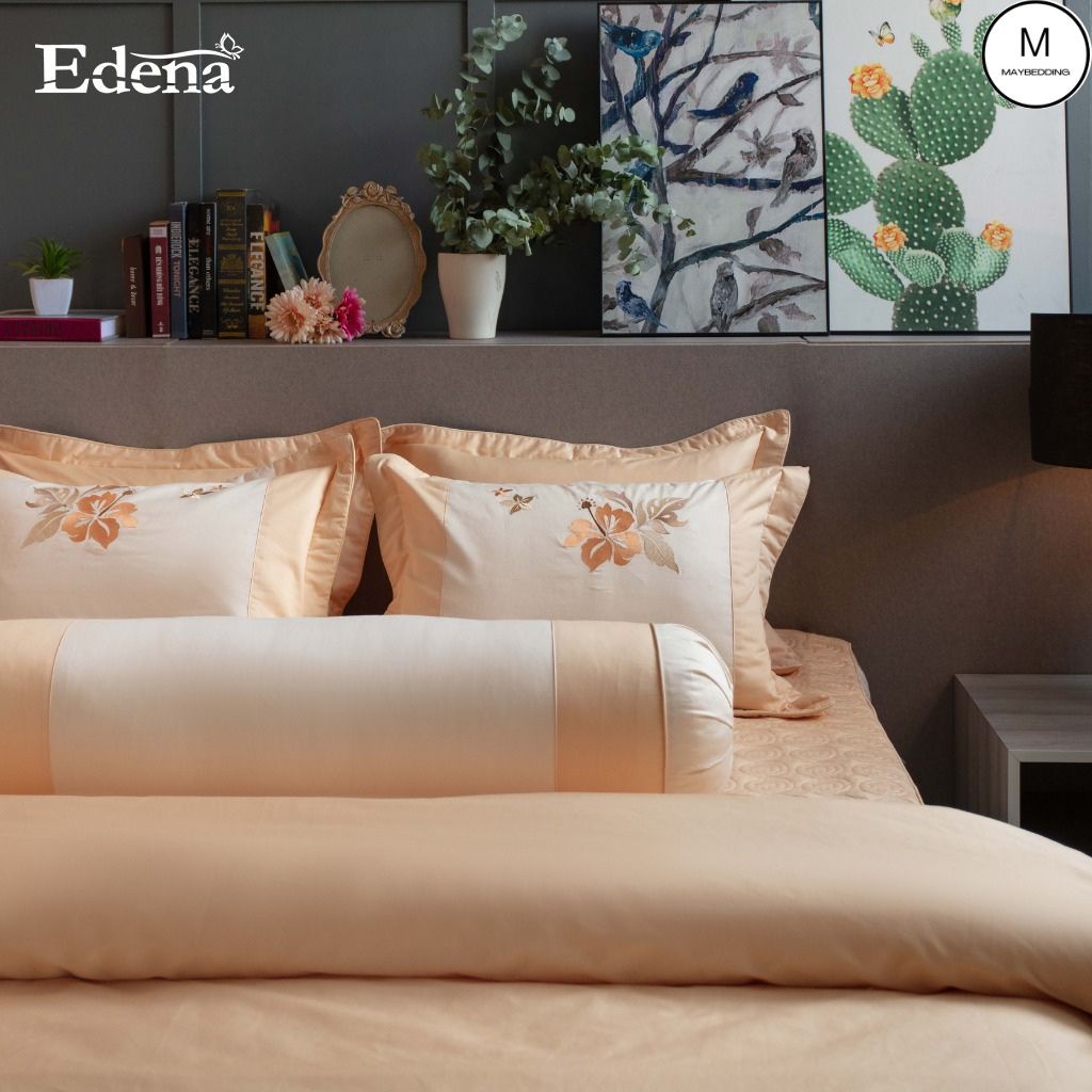 Bộ ga  Cotton Solid Edena mẫu 377- Chính Hãng , Cao Cấp in Maybeding