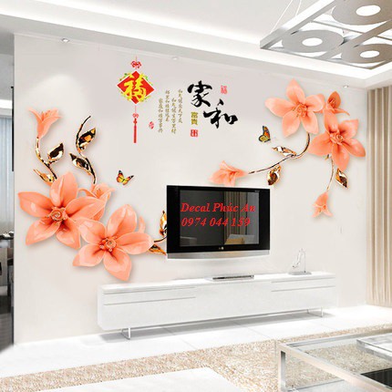 Siêu phẩm decal 3D cao cấp hoa hồng đại kt 1m1 x 1m7