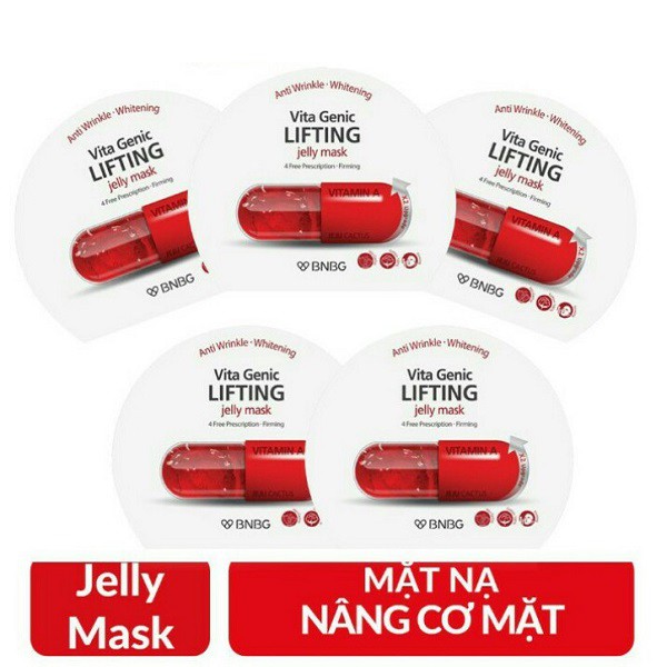 Combo 5 Mặt nạ giấy nâng cơ, săn chắc da BNBG Vita Genic Lifting Jelly Mask (Màu đỏ)