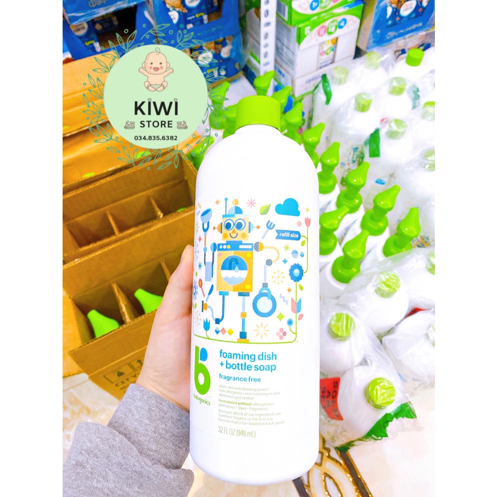 Nước rửa bình sữa hữu cơ BabyGanics Mỹ không mùi chai 473ml / 946ml