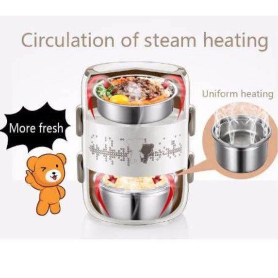 [Mã 254ELSALE giảm 7% đơn 300K] Hộp Cơm Cắm Điện Văn Phòng 3 Ngăn BEAR DFH-S2358 Có Thể Nấu &amp; Hâm Nóng (Dung Tích 2L)