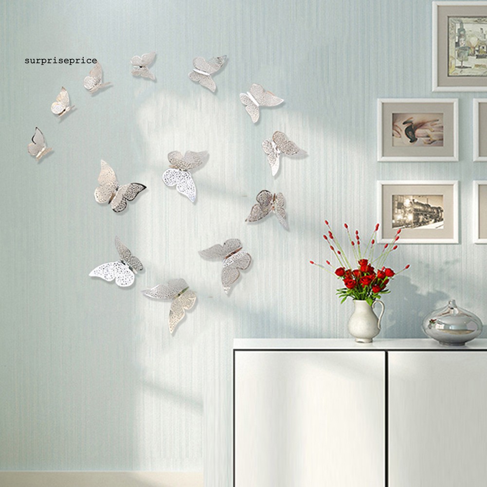 Bộ 12 miếng dán nam châm hình bướm 3D xinh xắn cho tủ lạnh