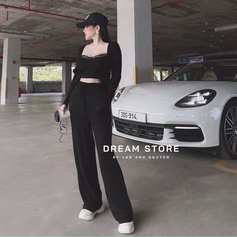 set thể thao ống rộng 3 món