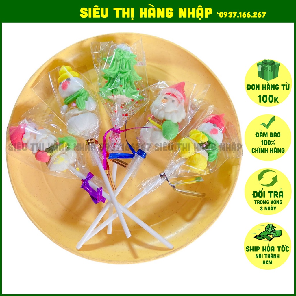 [Combo 5 cái] Que kẹo giáng sinh hình ông già noel, cây thông, người tuyết cho bé