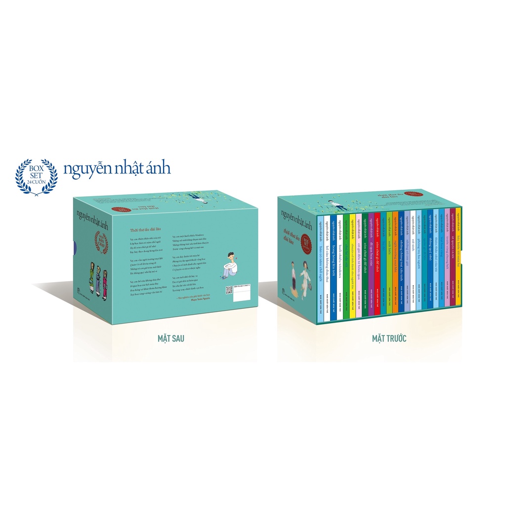 Sách - Boxset Thời thơ ấu dài lâu - Nguyễn Nhật Ánh - Tặng kèm giấy Note - Trọn bộ 24 tập - Box xanh ngọt ngào - NXB Trẻ