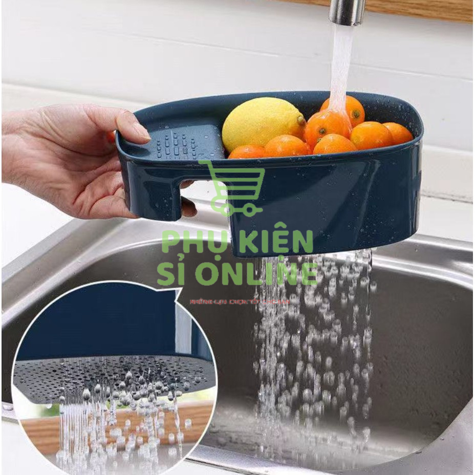 Khay lọc rác, khay đựng đồ bồn rửa chén, bát đa năng hình bầu dục Store4girls, giỏ đựng rác treo bồn rửa chén tiện dụng