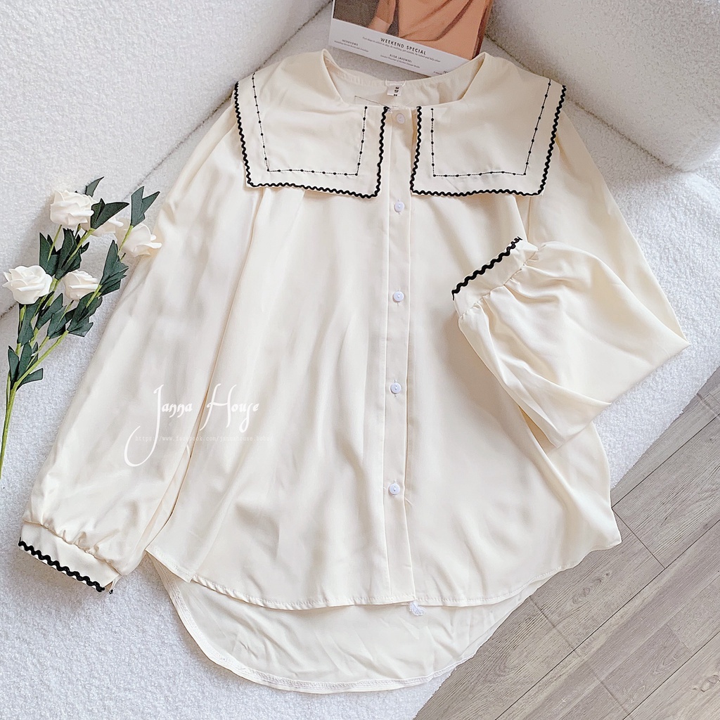 Áo sơ mi cổ vuông Ulzzang- Vintage | BigBuy360 - bigbuy360.vn