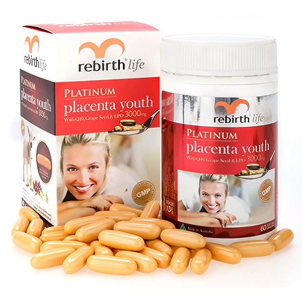 Viên Uống Nhau Thai Cừu Rebirth Life Platinum Placeta Youth 3000mg (60 viên)