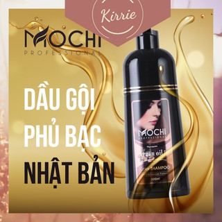 Dầu Gội Đen Tóc Phủ Bạc Nhât Bản Mochi Lên Màu Đen/Nâu Hạt Dẻ Giúp Tóc Óng Mượt chai 500ml