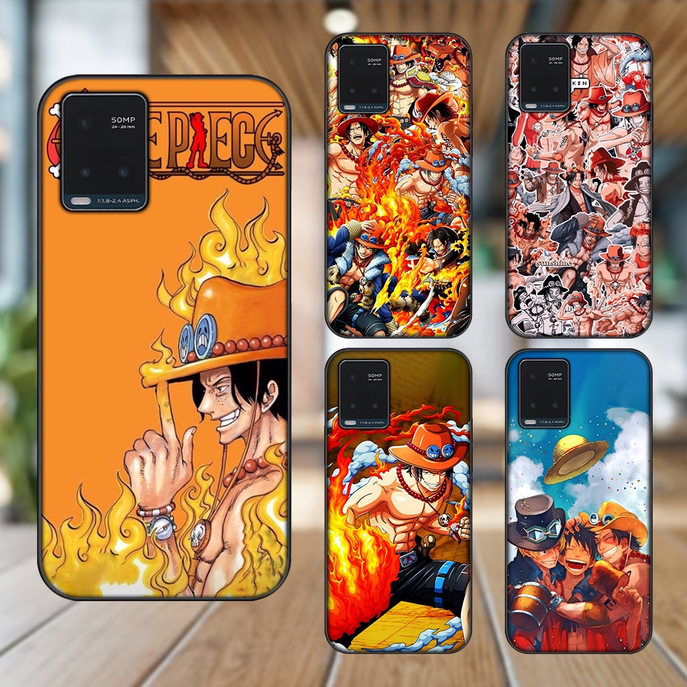 Ốp lưng Vivo Y21s, Y33s viền đen in hình Ace One Piece