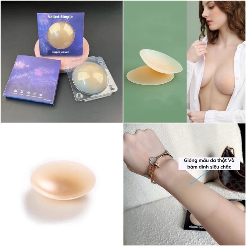 Miếng Dán Ngực Myna Silicon Hộp Xanh Nhiệt Tự Thân Không Keo, Dán Ti Siêu Dính Bảo Vệ Nhũ Hoa 4800