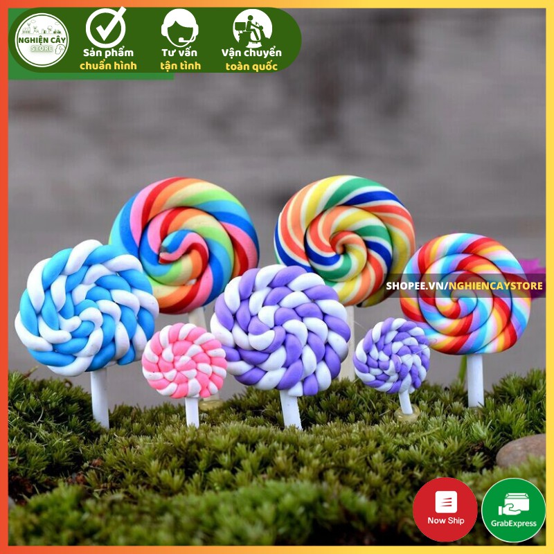 Phụ kiện Kẹo lollipop trang trí tiểu cảnh, cây cảnh, sen đá